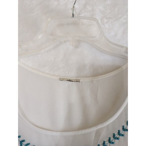 Ariat womens poncho top white & turquoise Xl sheer Poncho pullover blouse GUC - Picture 4 of 8